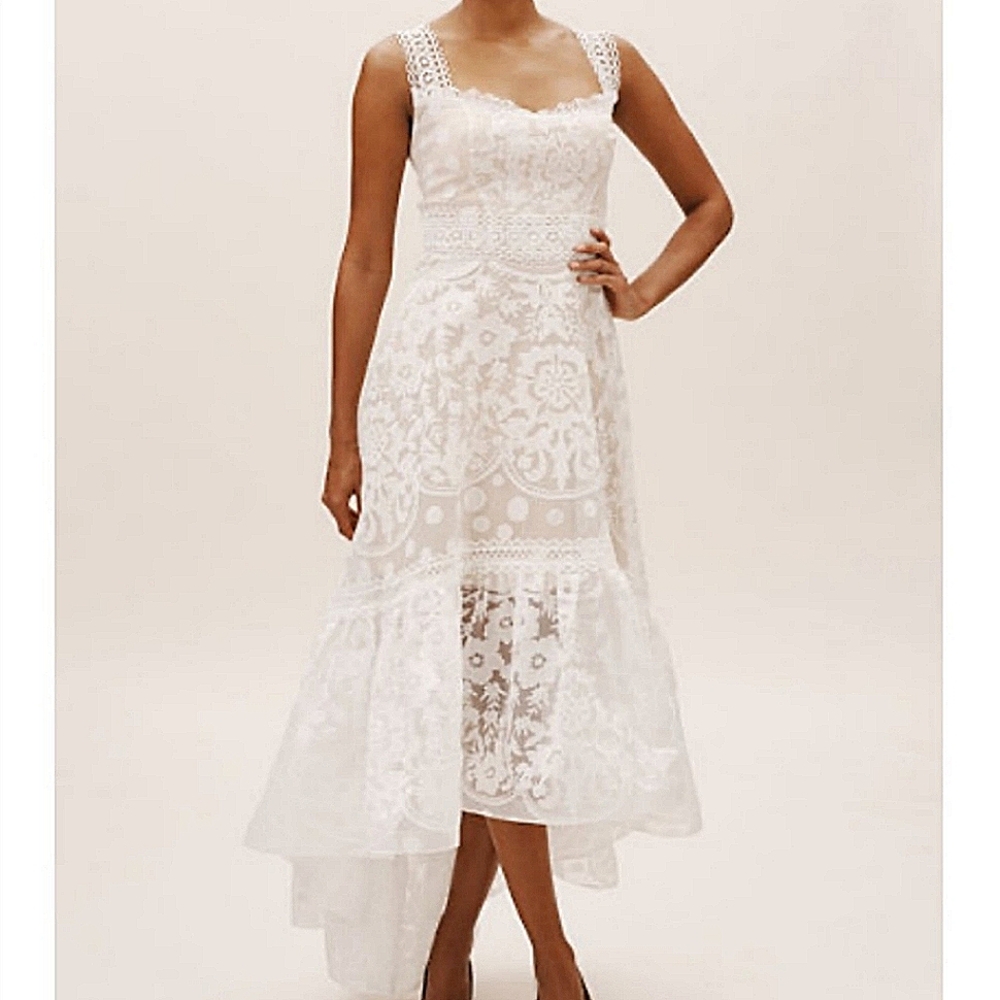 Bronx and Bianco White and Cream High Low Dress